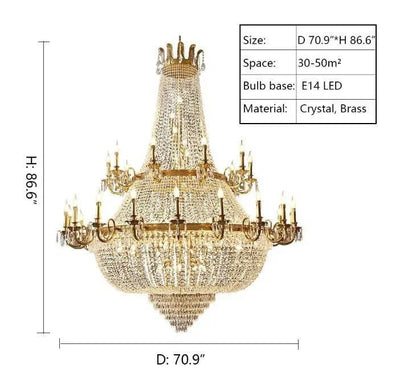 Oversized Luxury Double-layers Golden French Style Crystal Chandelier for Living/Dinning Room/Foyer/Hallway/Staircase - Zelno Lighting