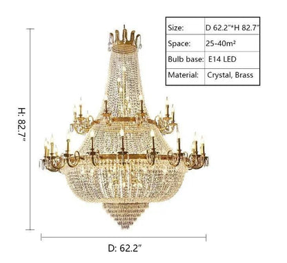 Oversized Luxury Double-layers Golden French Style Crystal Chandelier for Living/Dinning Room/Foyer/Hallway/Staircase - Zelno Lighting