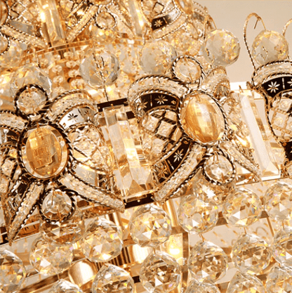 Oversized Luxury Multi - layers Gold Crystal Chandelier For High - ceiling Living Room/Foyer - zelnolighting