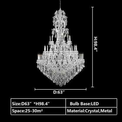 Oversized Luxury Traditional Gold/Chrome Candle Branch Crystal Chandelier for 2-story/Duplex Buildings - Zelno Lighting