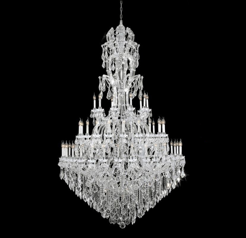 Oversized Luxury Traditional Gold/Chrome Candle Branch Crystal Chandelier for 2-story/Duplex Buildings - Zelno Lighting