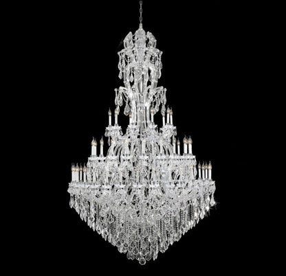 Oversized Luxury Traditional Gold/Chrome Candle Branch Crystal Chandelier for 2-story/Duplex Buildings - Zelno Lighting