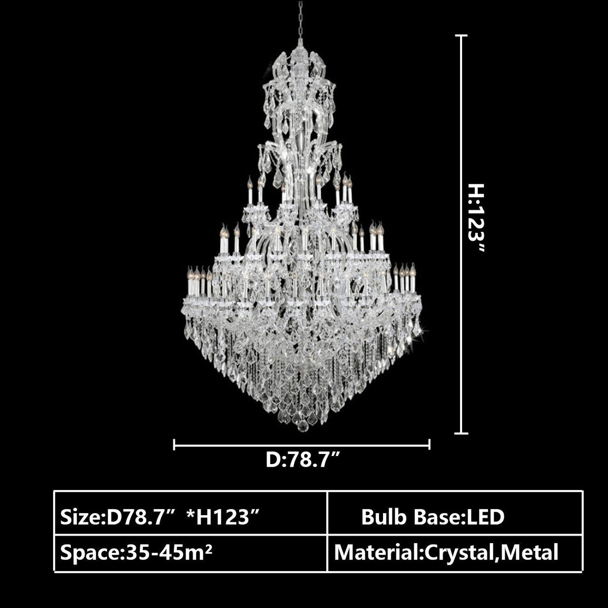 Oversized Luxury Traditional Gold/Chrome Candle Branch Crystal Chandelier for 2-story/Duplex Buildings - Zelno Lighting