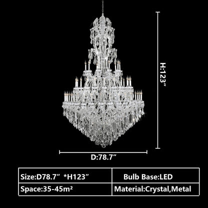 Oversized Luxury Traditional Gold/Chrome Candle Branch Crystal Chandelier for 2-story/Duplex Buildings - Zelno Lighting