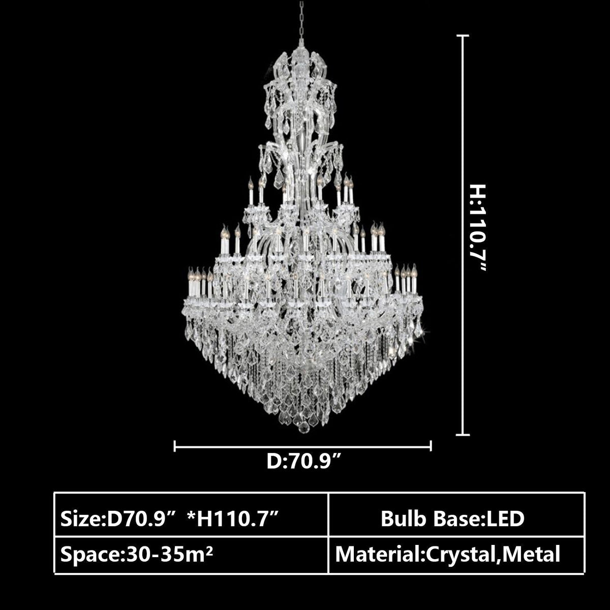 Oversized Luxury Traditional Gold/Chrome Candle Branch Crystal Chandelier for 2-story/Duplex Buildings - Zelno Lighting