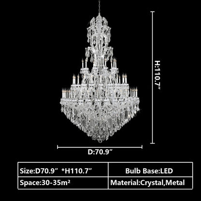 Oversized Luxury Traditional Gold/Chrome Candle Branch Crystal Chandelier for 2-story/Duplex Buildings - Zelno Lighting