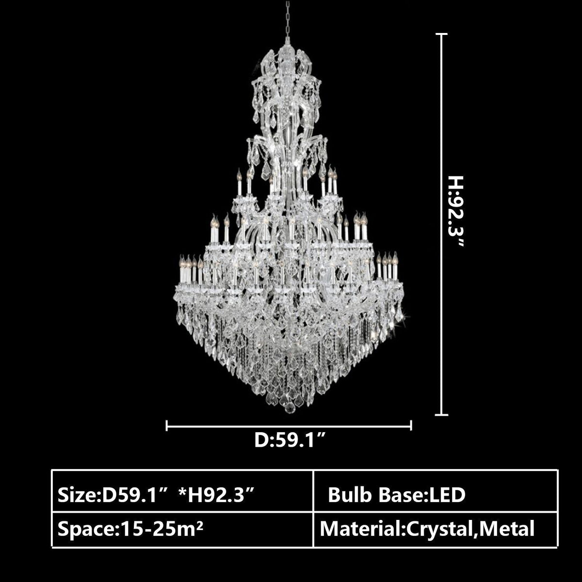 Oversized Luxury Traditional Gold/Chrome Candle Branch Crystal Chandelier for 2-story/Duplex Buildings - Zelno Lighting