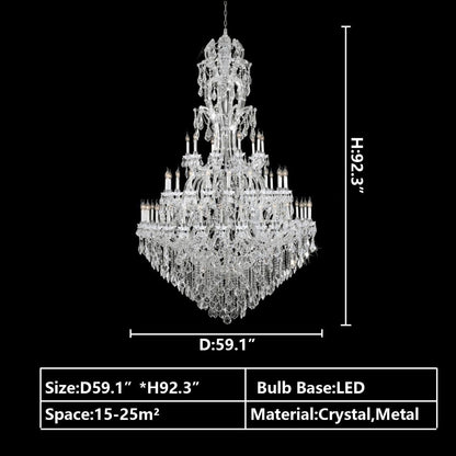 Oversized Luxury Traditional Gold/Chrome Candle Branch Crystal Chandelier for 2-story/Duplex Buildings - Zelno Lighting