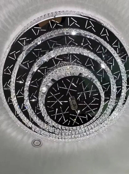 Oversized Modern Creative Flush Mount Round Multi-layers Crystal Pendant Chandelier for Living/Dining Room/Hallway - Zelno Lighting