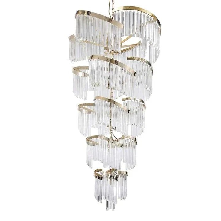 Oversized Modern Designer Creative Multi-tiered Luxury Spiral Crystal Chandelier For High-ceiling Foyer/Entryway/Hallway - Zelno Lighting