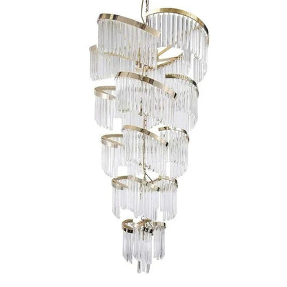 Oversized Modern Designer Creative Multi-tiered Luxury Spiral Crystal Chandelier For High-ceiling Foyer/Entryway/Hallway - Zelno Lighting