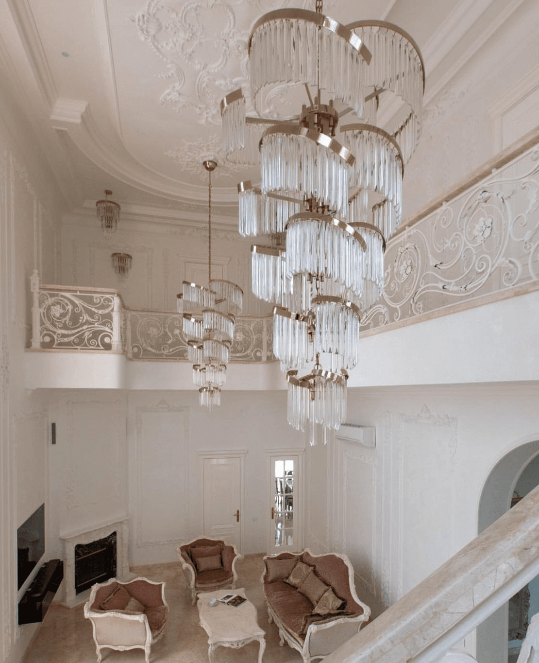 Oversized Modern Designer Creative Multi-tiered Luxury Spiral Crystal Chandelier For High-ceiling Foyer/Entryway/Hallway - Zelno Lighting