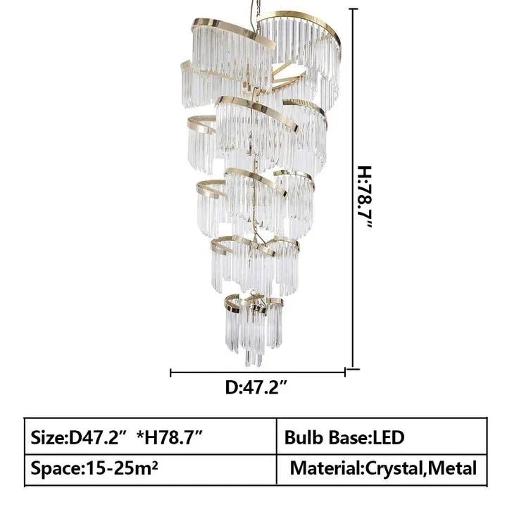 Oversized Modern Designer Creative Multi-tiered Luxury Spiral Crystal Chandelier For High-ceiling Foyer/Entryway/Hallway - Zelno Lighting