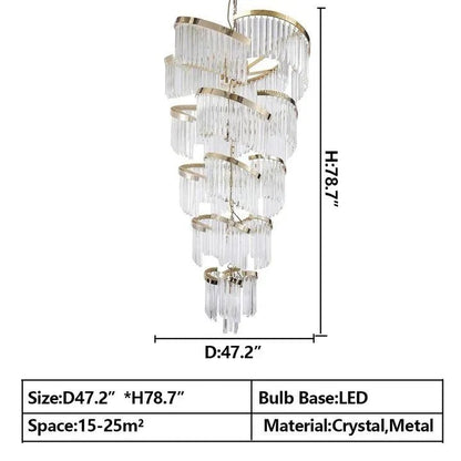 Oversized Modern Designer Creative Multi-tiered Luxury Spiral Crystal Chandelier For High-ceiling Foyer/Entryway/Hallway - Zelno Lighting