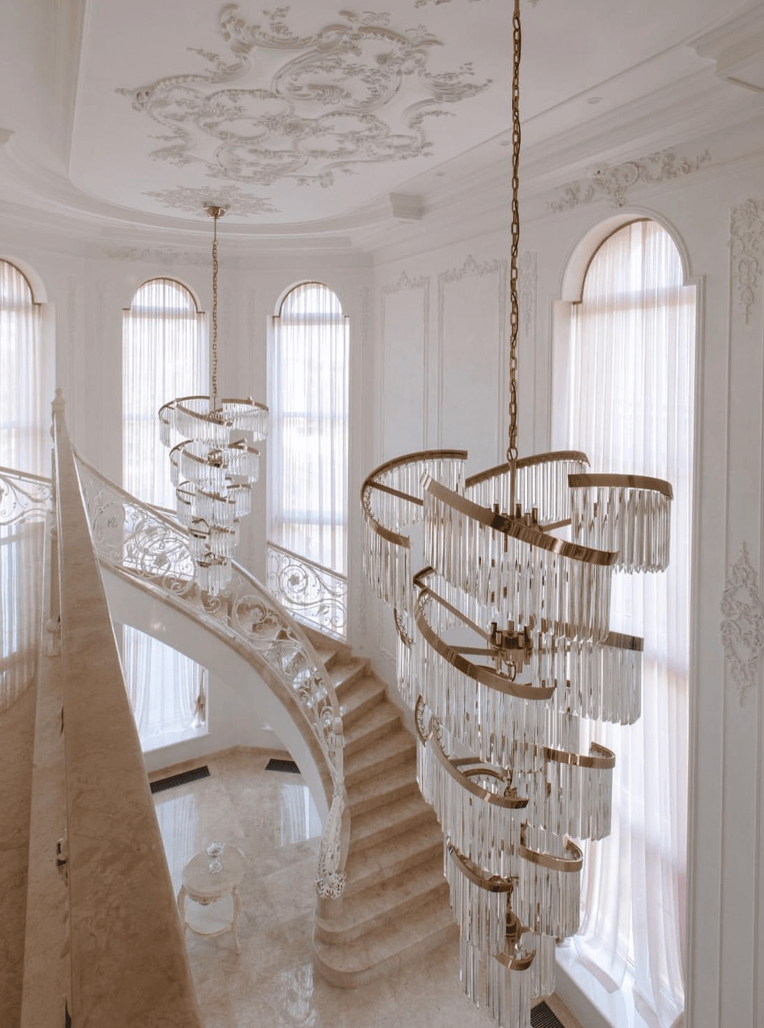 Oversized Modern Designer Creative Multi-tiered Luxury Spiral Crystal Chandelier For High-ceiling Foyer/Entryway/Hallway - Zelno Lighting