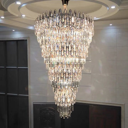 Oversized Multi-layers Luxury Creative Art Crystal Chandelier for Foyer/Staircase/Hallway - Zelno Lighting