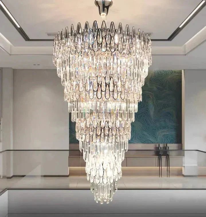 Oversized Multi-layers Luxury Creative Art Crystal Chandelier for Foyer/Staircase/Hallway - Zelno Lighting