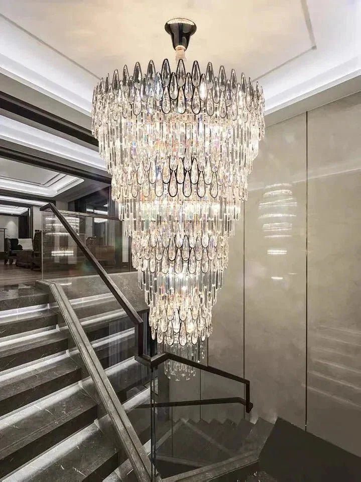 Oversized Multi-layers Luxury Creative Art Crystal Chandelier for Foyer/Staircase/Hallway - Zelno Lighting