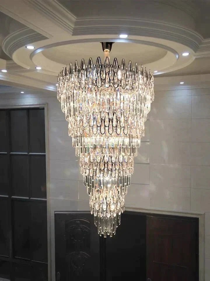 Oversized Multi-layers Luxury Creative Art Crystal Chandelier for Foyer/Staircase/Hallway - Zelno Lighting