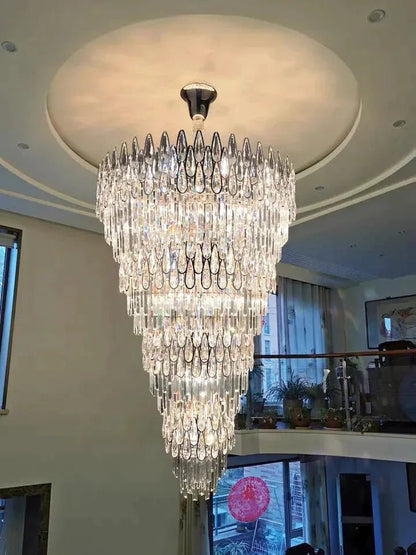 Oversized Multi-layers Luxury Creative Art Crystal Chandelier for Foyer/Staircase/Hallway - Zelno Lighting