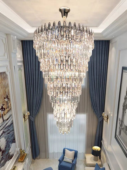 Oversized Multi-layers Luxury Creative Art Crystal Chandelier for Foyer/Staircase/Hallway - Zelno Lighting
