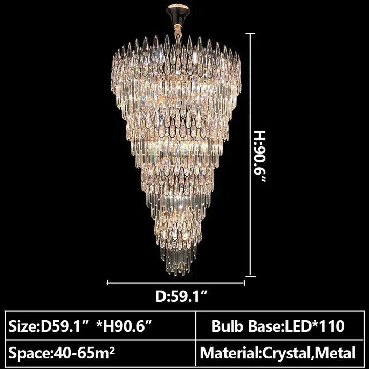 Oversized Multi-layers Luxury Creative Art Crystal Chandelier for Foyer/Staircase/Hallway - Zelno Lighting