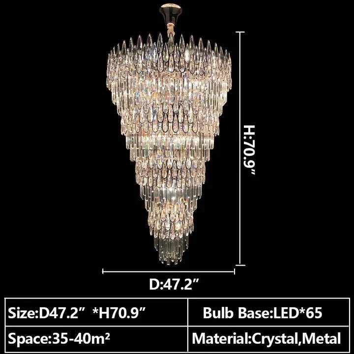 Oversized Multi-layers Luxury Creative Art Crystal Chandelier for Foyer/Staircase/Hallway - Zelno Lighting