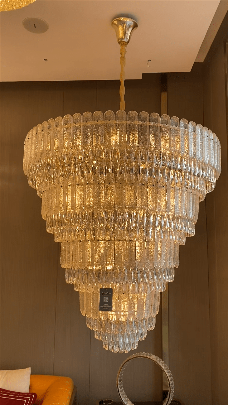 Oversized Multi-layers Luxury Gold Crystal Chandelier For Large Foyer/Hallway/Entryway - Zelno Lighting