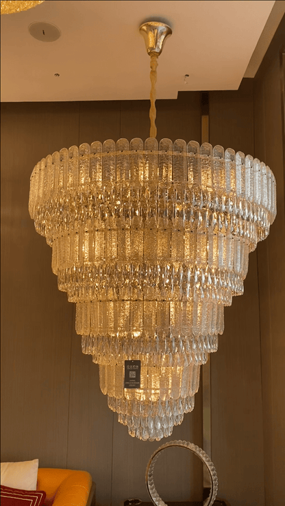 Oversized Multi-layers Luxury Gold Crystal Chandelier For Large Foyer/Hallway/Entryway - Zelno Lighting