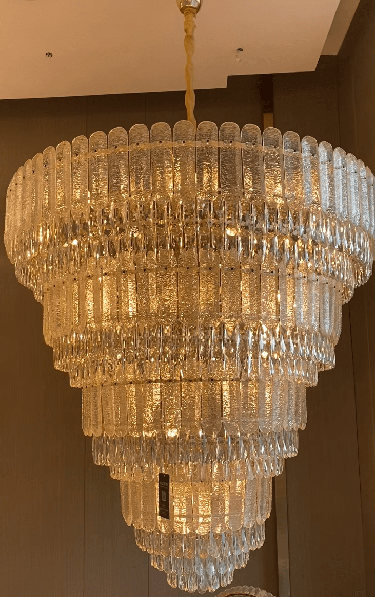 Oversized Multi-layers Luxury Gold Crystal Chandelier For Large Foyer/Hallway/Entryway - Zelno Lighting