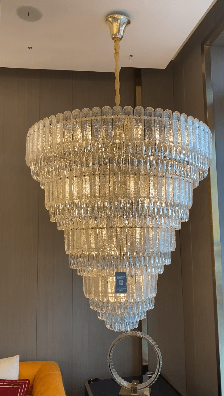 Oversized Multi-layers Luxury Gold Crystal Chandelier For Large Foyer/Hallway/Entryway - Zelno Lighting