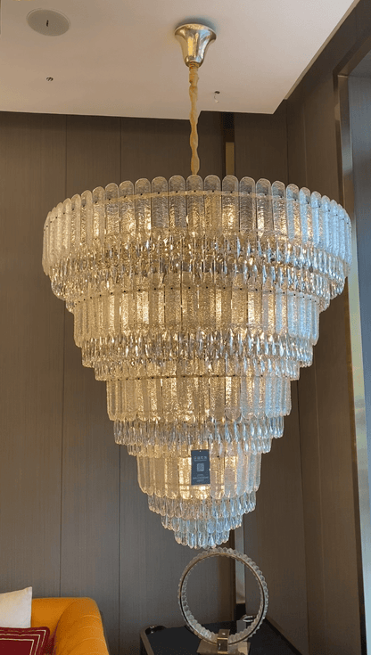 Oversized Multi-layers Luxury Gold Crystal Chandelier For Large Foyer/Hallway/Entryway - Zelno Lighting