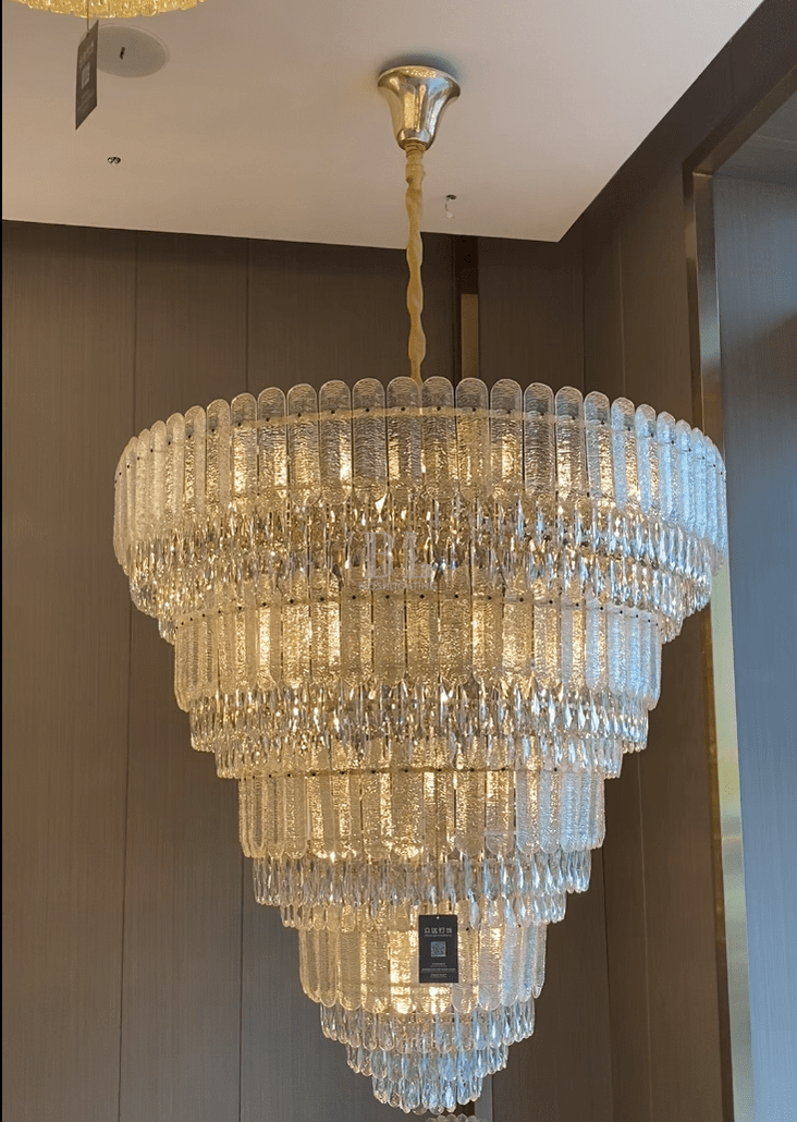 Oversized Multi-layers Luxury Gold Crystal Chandelier For Large Foyer/Hallway/Entryway - Zelno Lighting