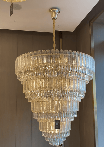 Oversized Multi-layers Luxury Gold Crystal Chandelier For Large Foyer/Hallway/Entryway - Zelno Lighting