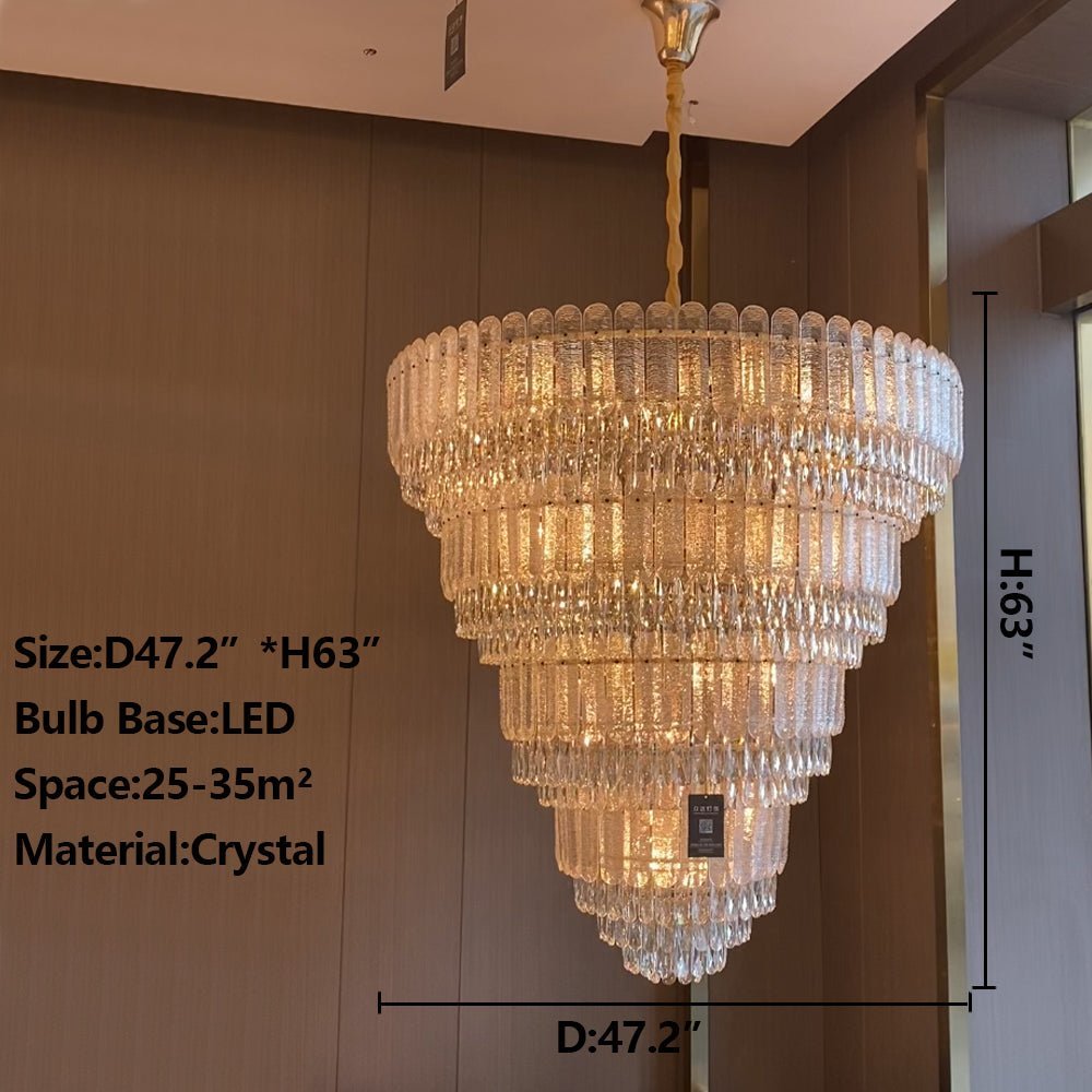 Oversized Multi-layers Luxury Gold Crystal Chandelier For Large Foyer/Hallway/Entryway - Zelno Lighting