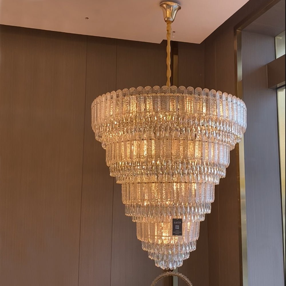 Oversized Multi-layers Luxury Gold Crystal Chandelier For Large Foyer/Hallway/Entryway - Zelno Lighting