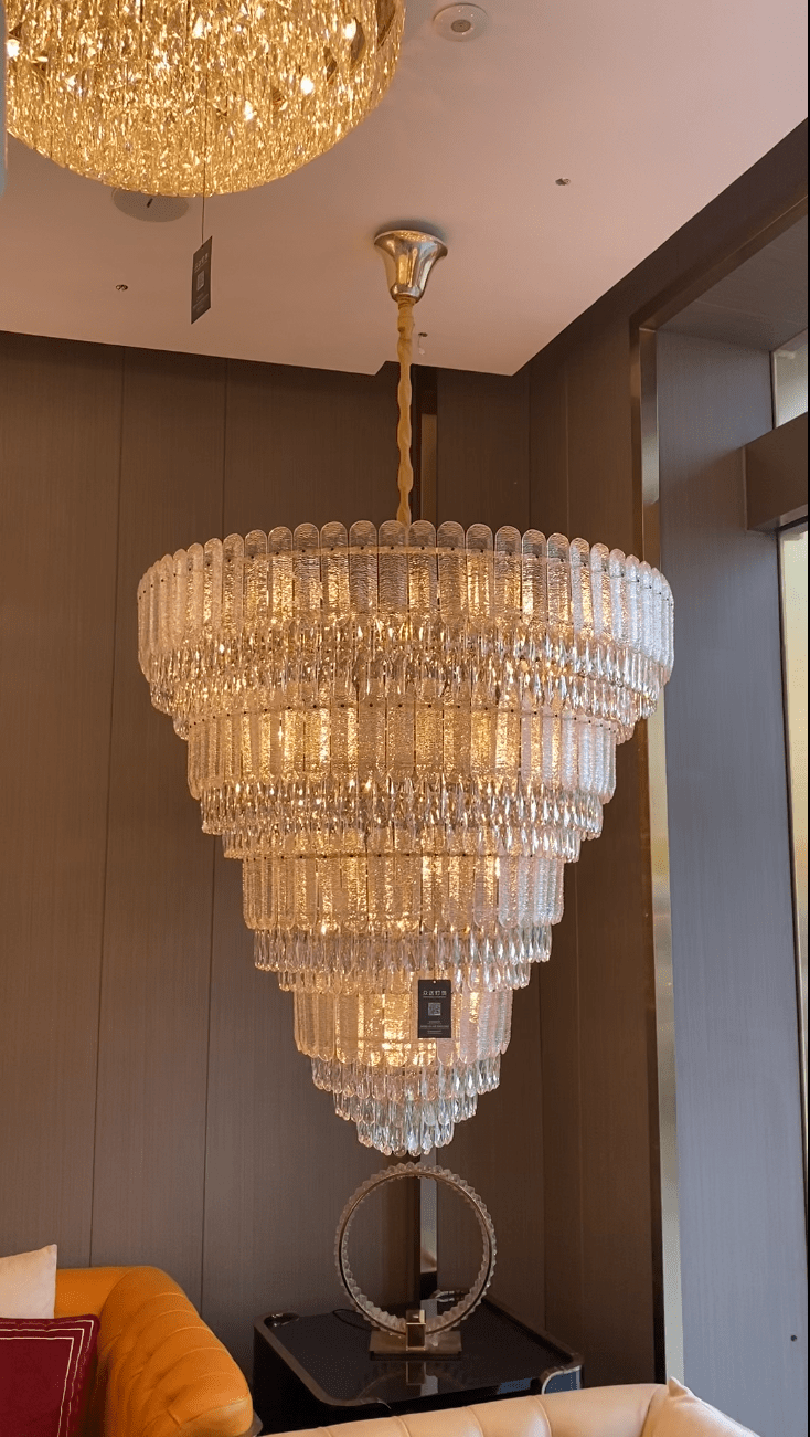 Oversized Multi-layers Luxury Gold Crystal Chandelier For Large Foyer/Hallway/Entryway - Zelno Lighting