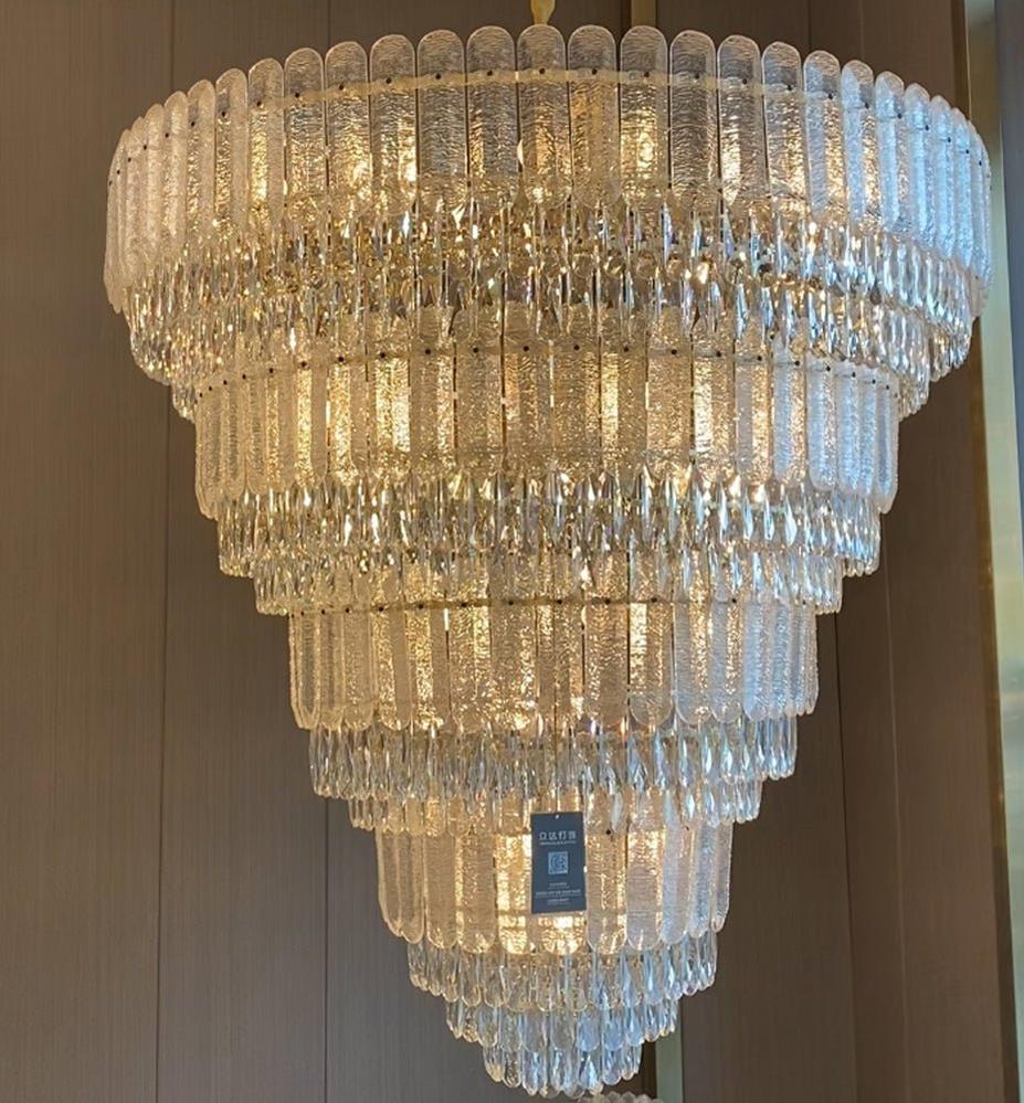 Oversized Multi-layers Luxury Gold Crystal Chandelier For Large Foyer/Hallway/Entryway - Zelno Lighting