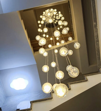Oversized Nordic Art Round Air Bubbles Pendant Chandelier for Stairs/Spiral Staircase/Hotel Lobby - Zelno Lighting