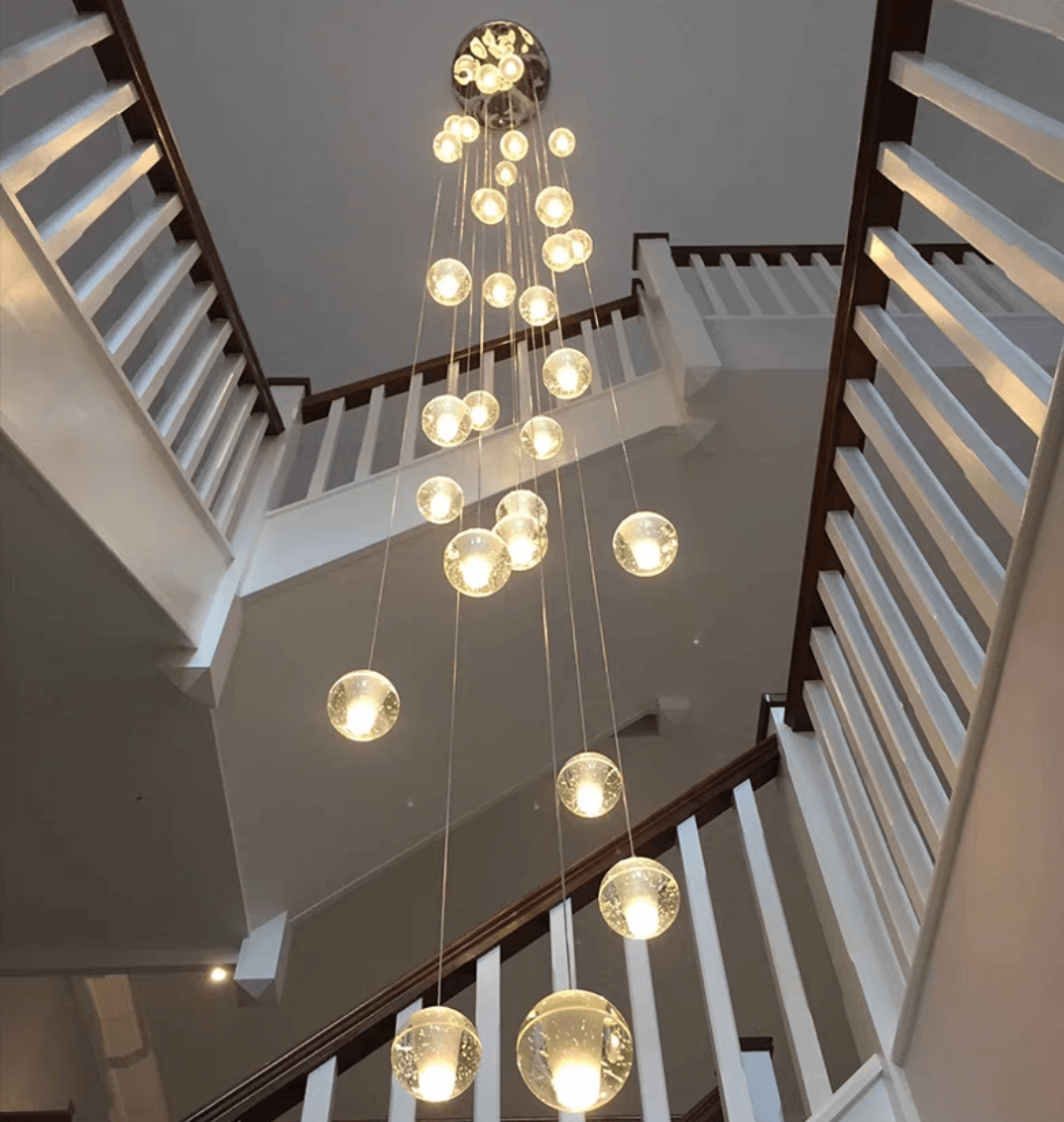 Oversized Nordic Art Round Air Bubbles Pendant Chandelier for Stairs/Spiral Staircase/Hotel Lobby - Zelno Lighting