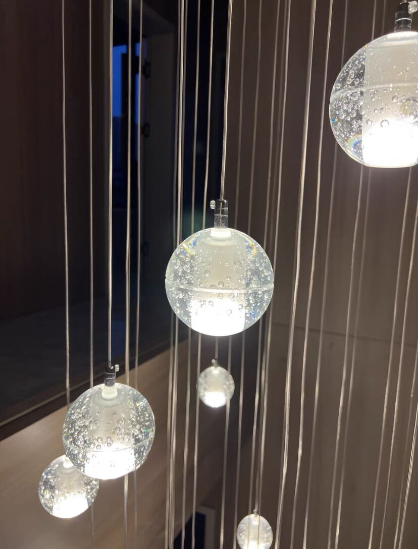 Oversized Nordic Art Round Air Bubbles Pendant Chandelier for Stairs/Spiral Staircase/Hotel Lobby - Zelno Lighting