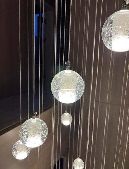 Oversized Nordic Art Round Air Bubbles Pendant Chandelier for Stairs/Spiral Staircase/Hotel Lobby - Zelno Lighting