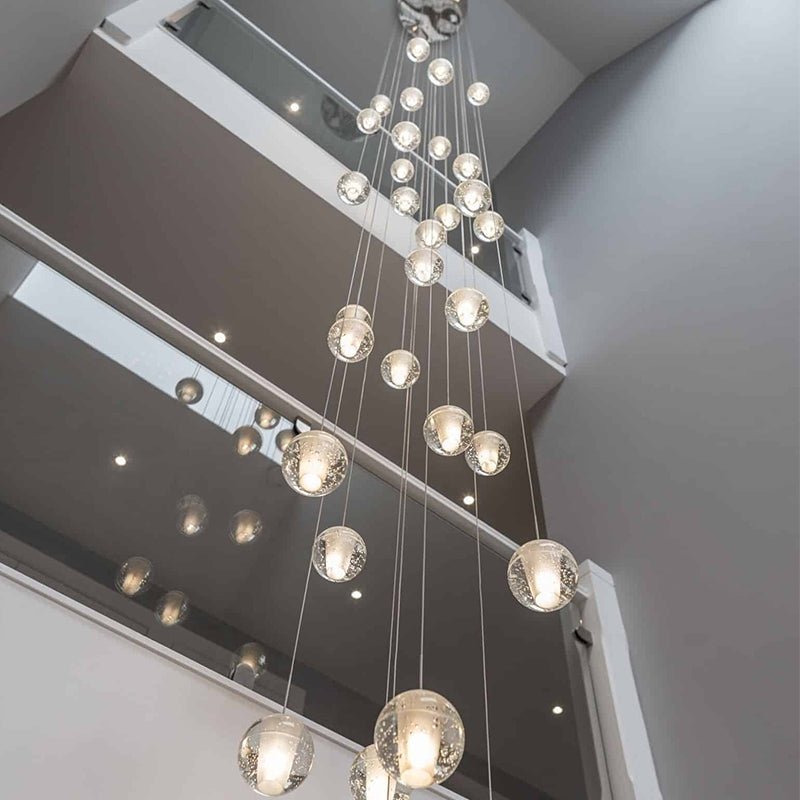 Oversized Nordic Art Round Air Bubbles Pendant Chandelier for Stairs/Spiral Staircase/Hotel Lobby - Zelno Lighting