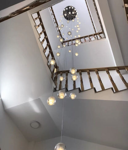 Oversized Nordic Art Round Air Bubbles Pendant Chandelier for Stairs/Spiral Staircase/Hotel Lobby - Zelno Lighting