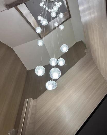 Oversized Nordic Art Round Air Bubbles Pendant Chandelier for Stairs/Spiral Staircase/Hotel Lobby - Zelno Lighting