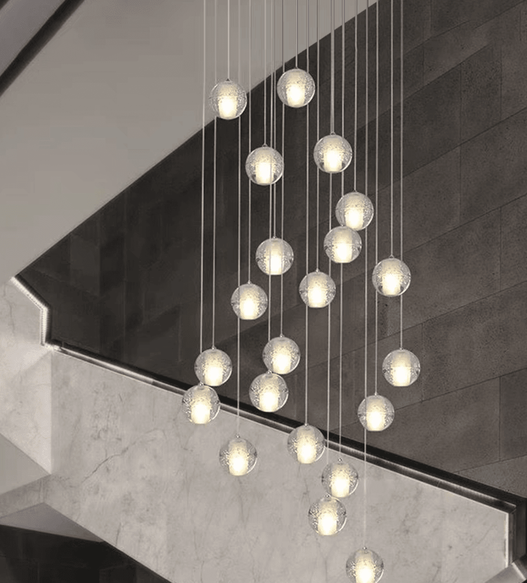Oversized Nordic Art Round Air Bubbles Pendant Chandelier for Stairs/Spiral Staircase/Hotel Lobby - Zelno Lighting