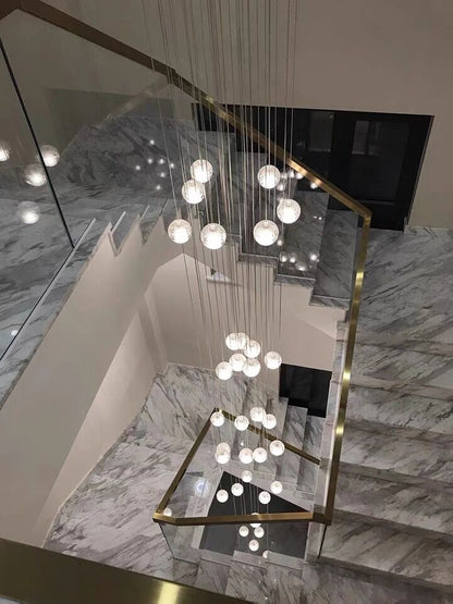 Oversized Nordic Art Round Air Bubbles Pendant Chandelier for Stairs/Spiral Staircase/Hotel Lobby - Zelno Lighting