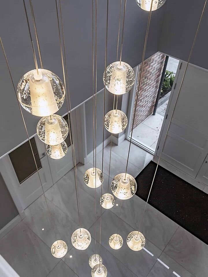 Oversized Nordic Art Round Air Bubbles Pendant Chandelier for Stairs/Spiral Staircase/Hotel Lobby - Zelno Lighting