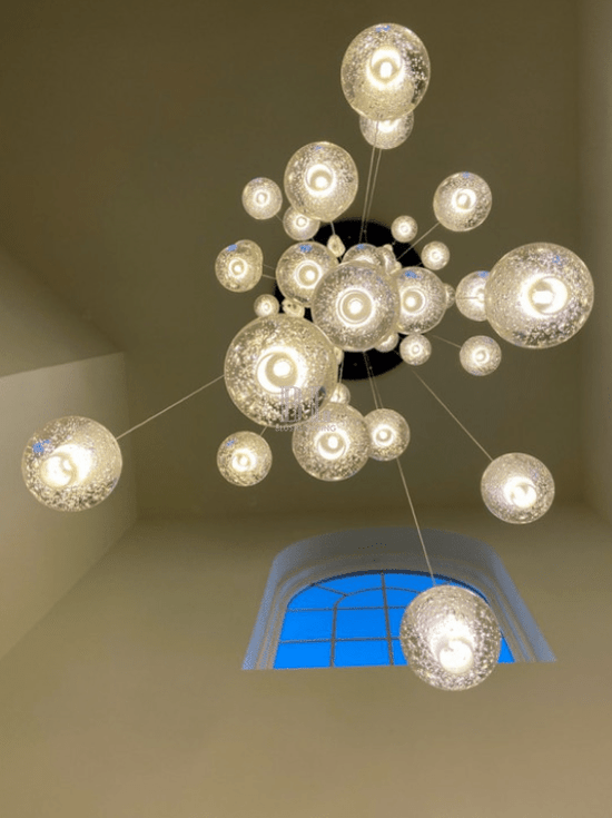 Oversized Nordic Art Round Air Bubbles Pendant Chandelier for Stairs/Spiral Staircase/Hotel Lobby - Zelno Lighting