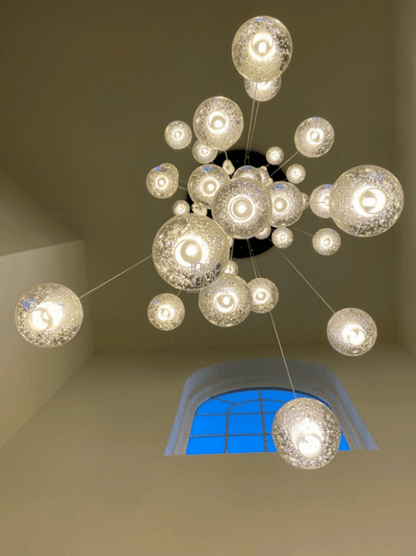 Oversized Nordic Art Round Air Bubbles Pendant Chandelier for Stairs/Spiral Staircase/Hotel Lobby - Zelno Lighting